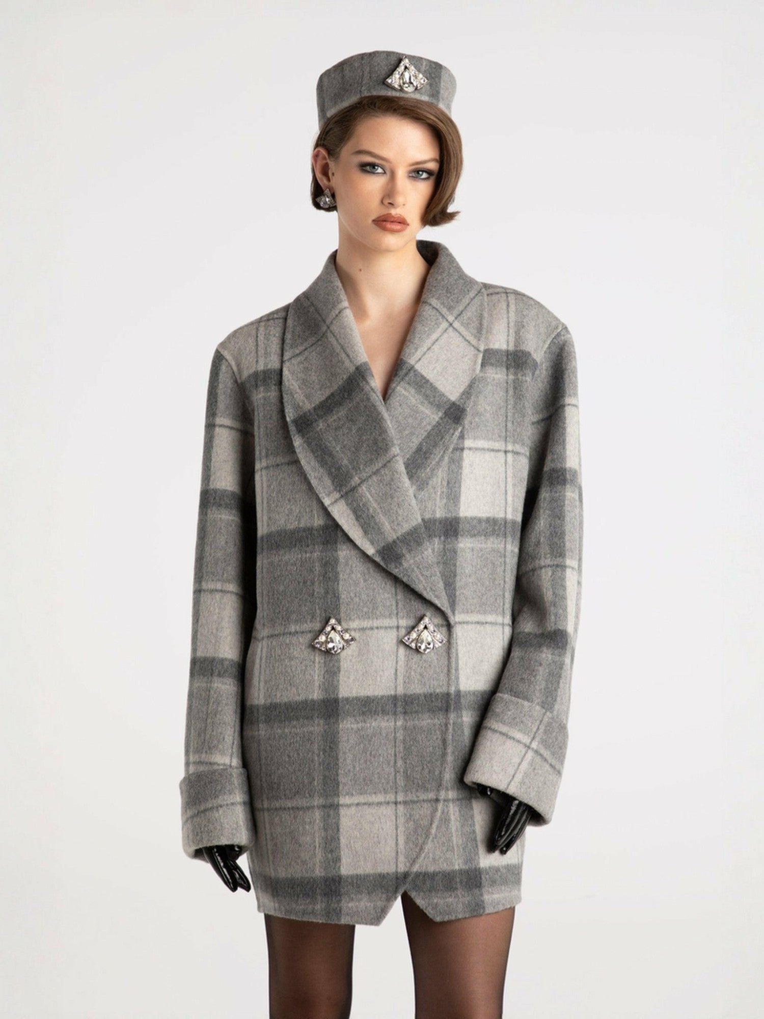 Nana Jacqueline Emily Diamond Jacket: Grey Jacket for Casual Luxury Daytime Outfit Grey