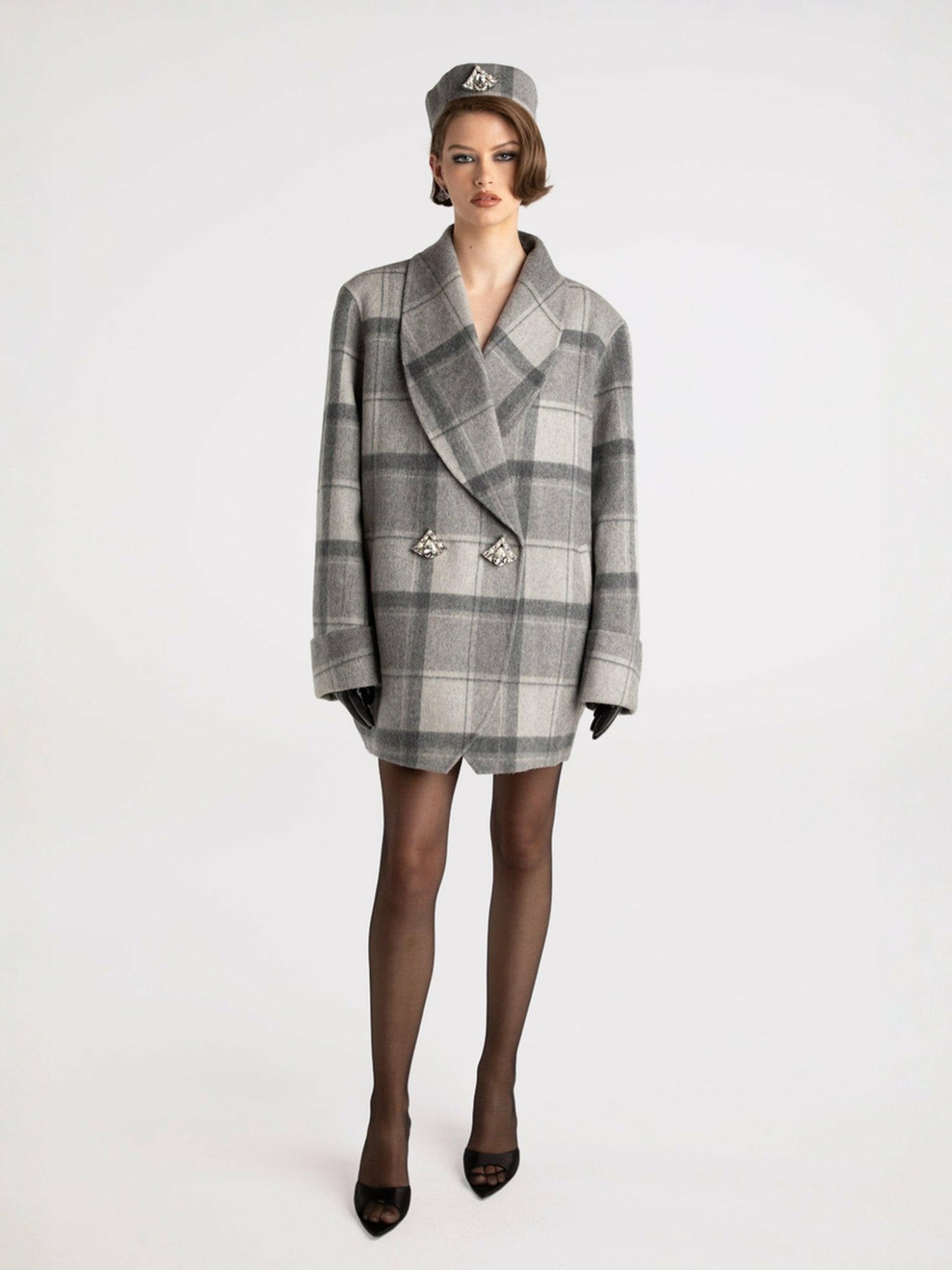 Nana Jacqueline Emily Diamond Jacket: Grey Jacket for Casual Luxury Daytime Outfit Grey