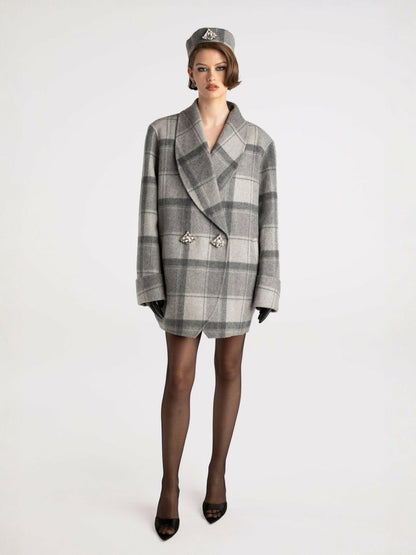 Nana Jacqueline Emily Diamond Jacket: Grey Jacket for Casual Luxury Daytime Outfit Grey