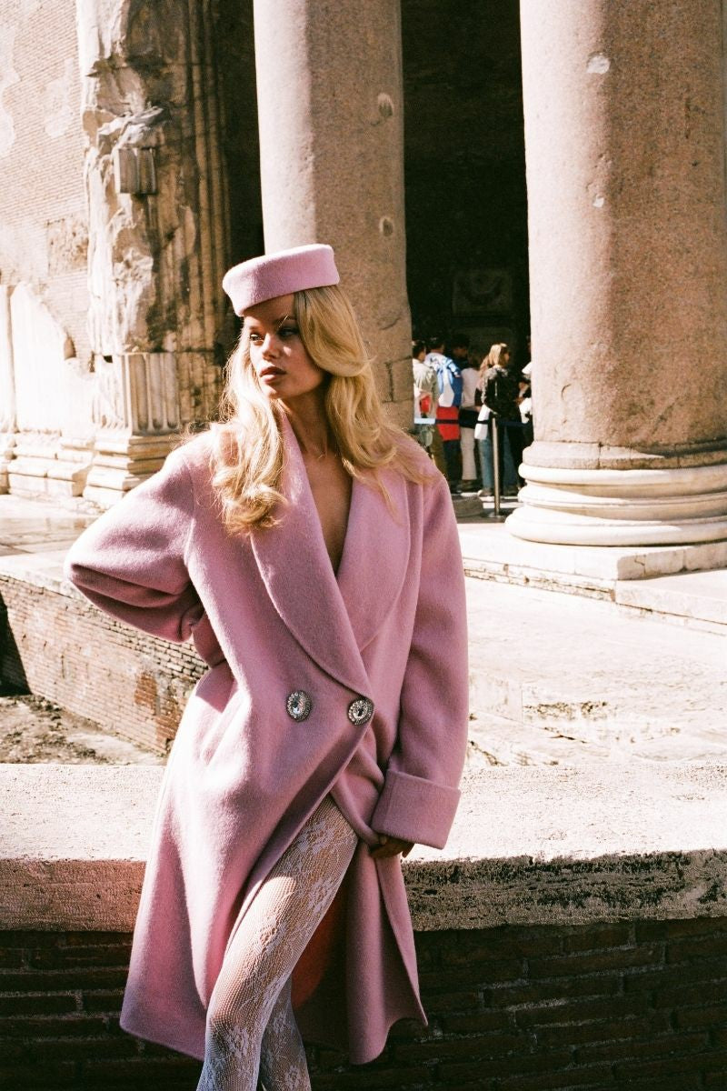 Nana Jacqueline Audrina Coat: Pink Coat for Winter Events Pink