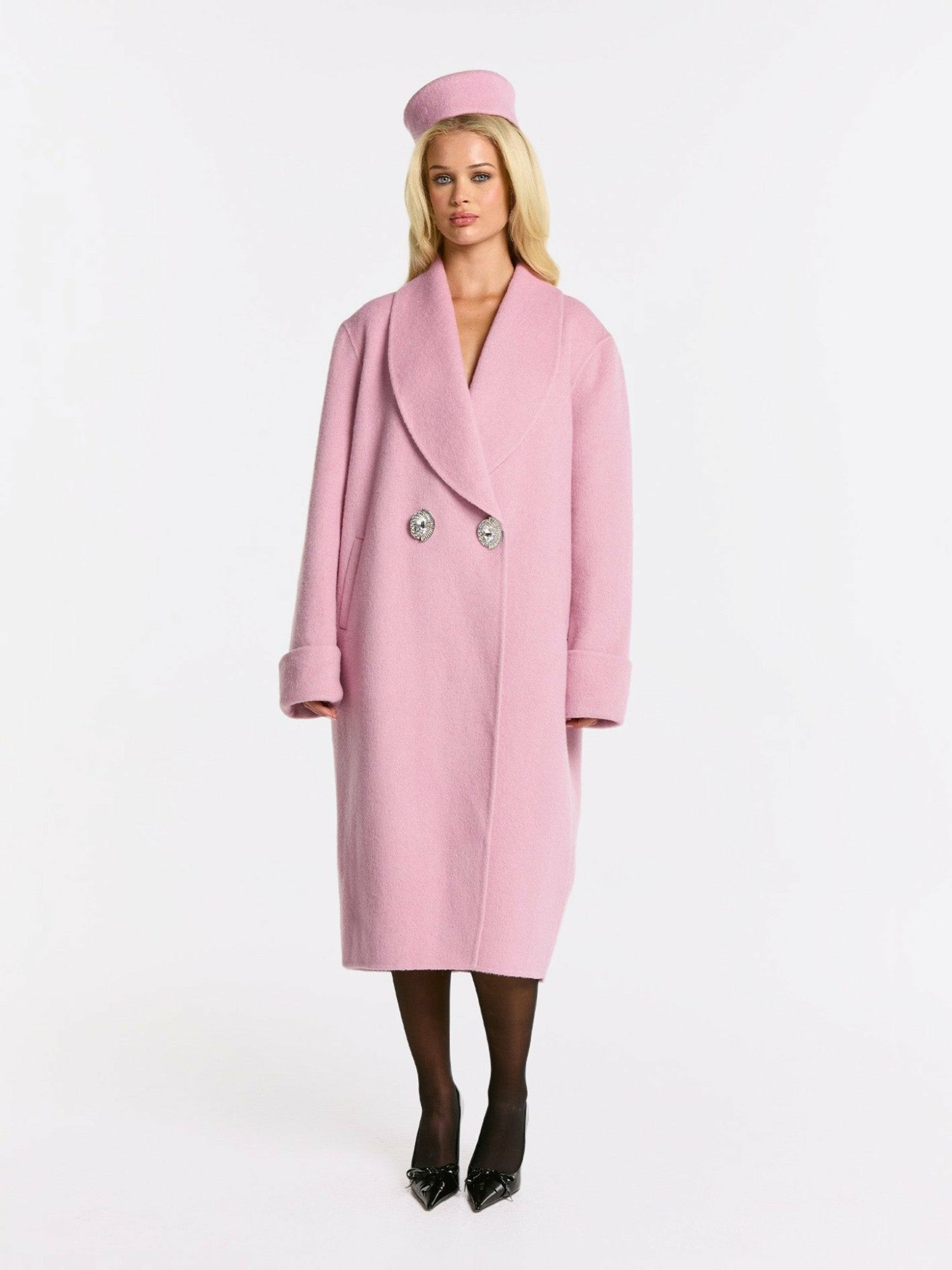 Nana Jacqueline Audrina Coat: Pink Coat for Winter Events Pink