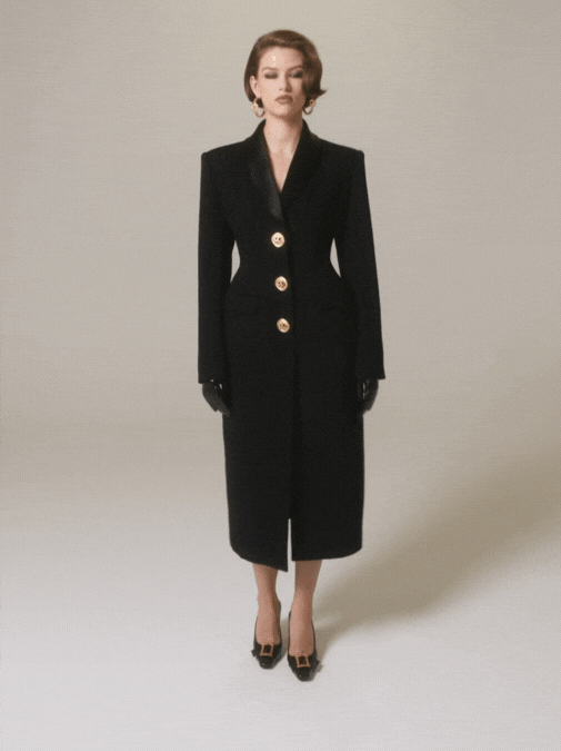 Nana Jacqueline Evie Long Suit Jacket: Black Suit Jacket for Cocktail Party Black