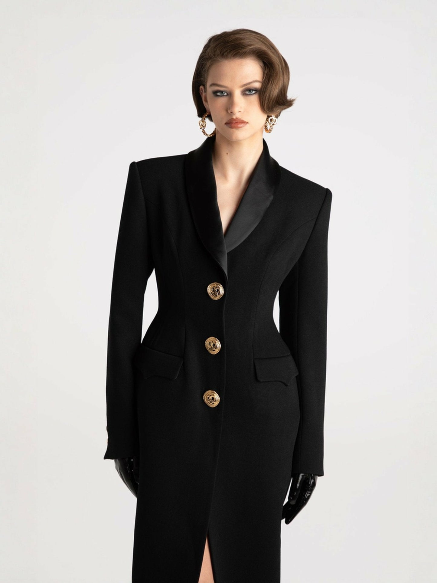 Nana Jacqueline Evie Long Suit Jacket: Black Suit Jacket for Cocktail Party Black