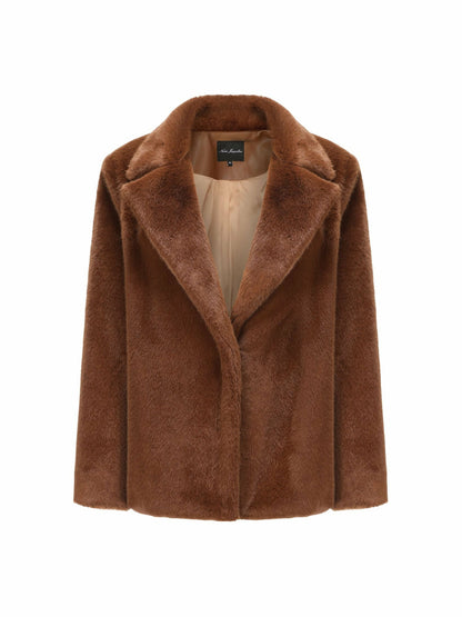 Nana Jacqueline Phoebe Fur Jacket: Brown Fur Jacket for Evening Events Brown