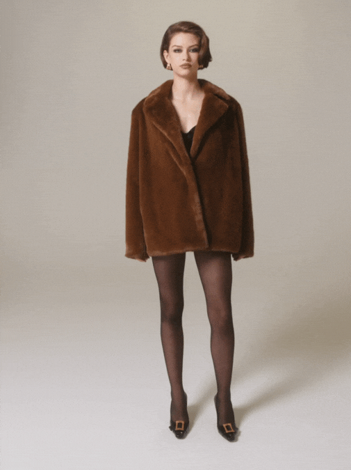 Nana Jacqueline Phoebe Fur Jacket: Brown Fur Jacket for Evening Events Brown