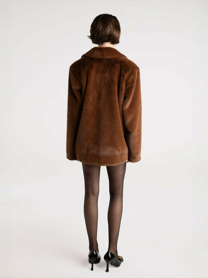 Nana Jacqueline Phoebe Fur Jacket: Brown Fur Jacket for Evening Events Brown