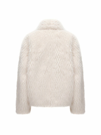 Nana Jacqueline Alyssa Fur Coat: White Fur Coat for Winter Party White