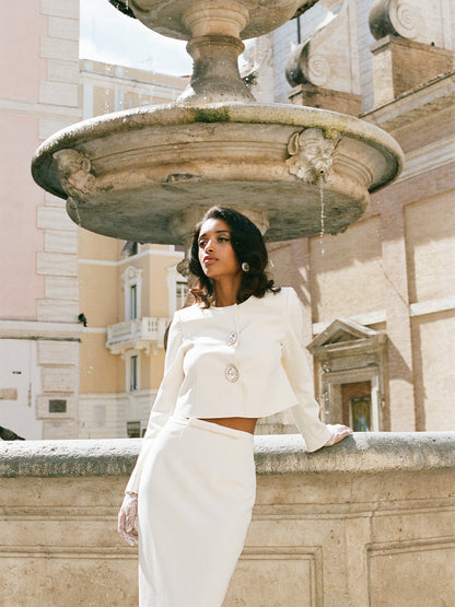 Nana Jacqueline Claira Coat: Off-White Coat for Rehearsal Dinner Off-white