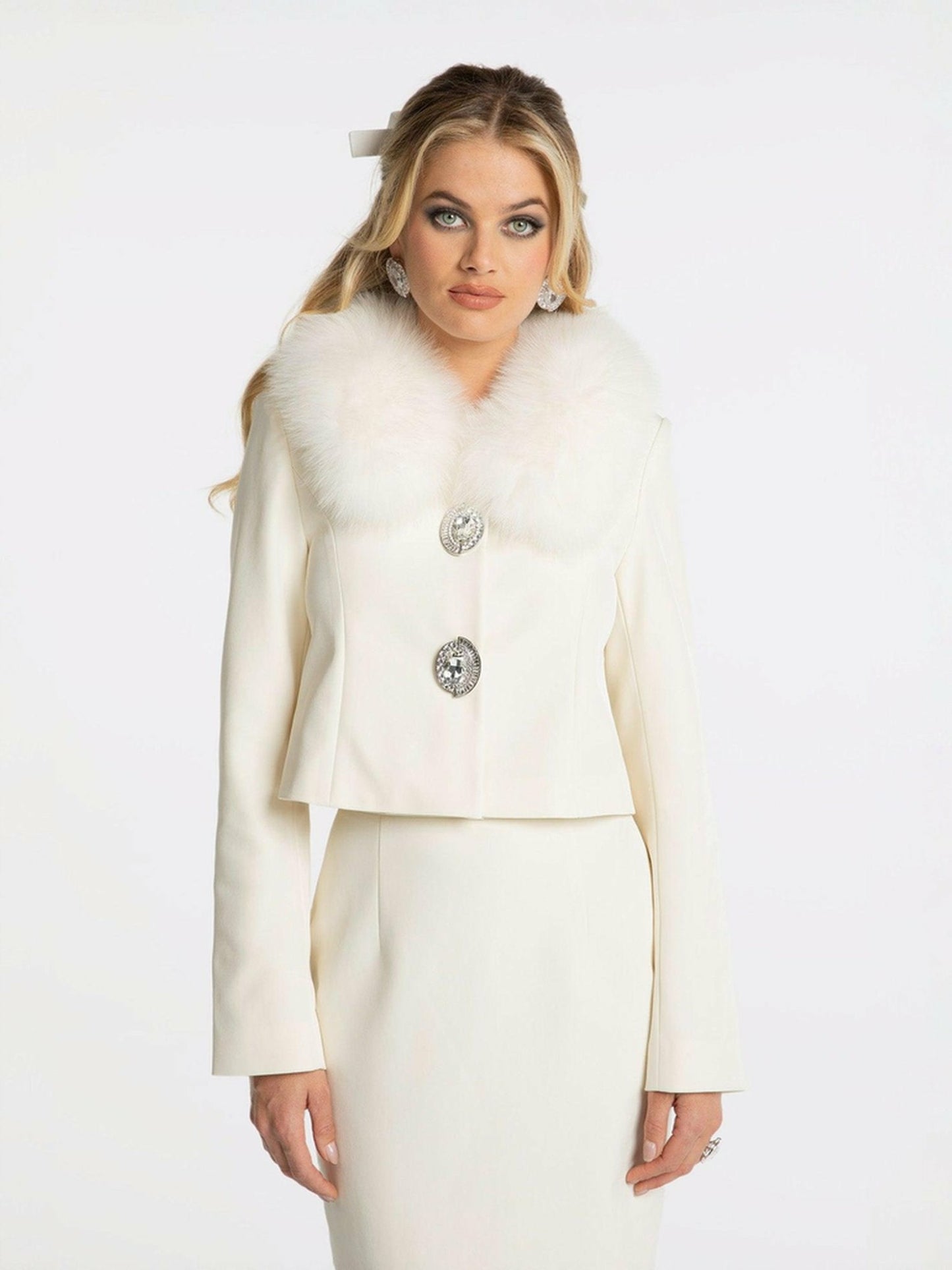 Nana Jacqueline Claira Coat: Off-White Coat for Rehearsal Dinner Off-white
