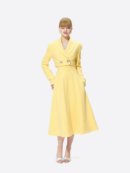 Nana Jacqueline Veronica Crop Blazer: Yellow Blazer for Brunch Yellow
