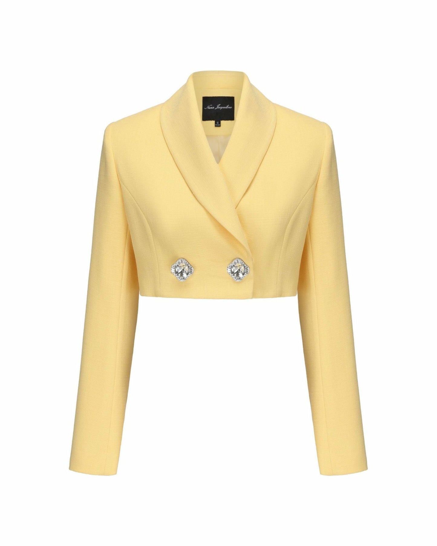 Nana Jacqueline Veronica Crop Blazer: Yellow Blazer for Brunch Yellow