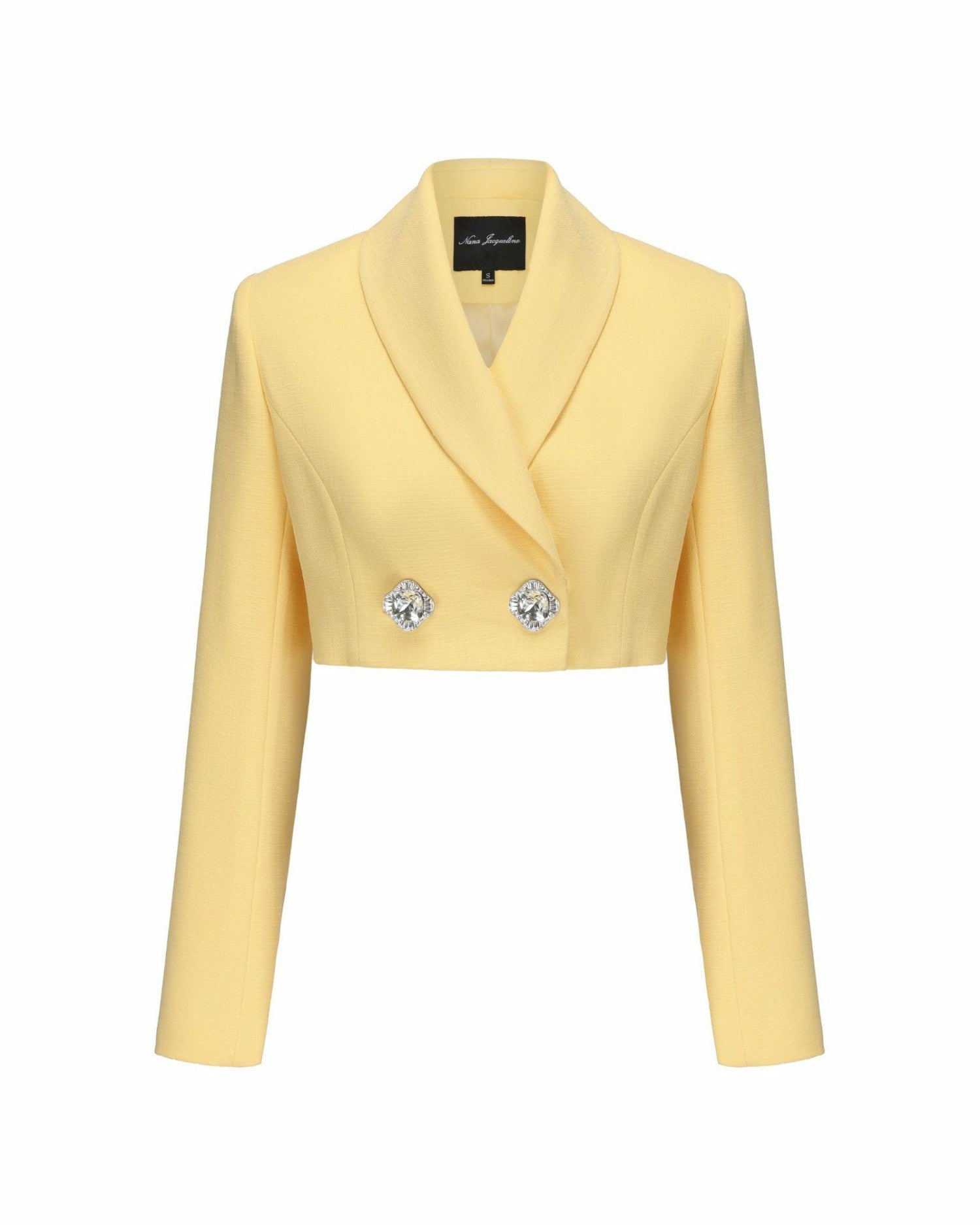 Nana Jacqueline Veronica Crop Blazer: Yellow Blazer for Brunch Yellow