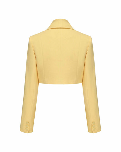 Nana Jacqueline Veronica Crop Blazer: Yellow Blazer for Brunch Yellow