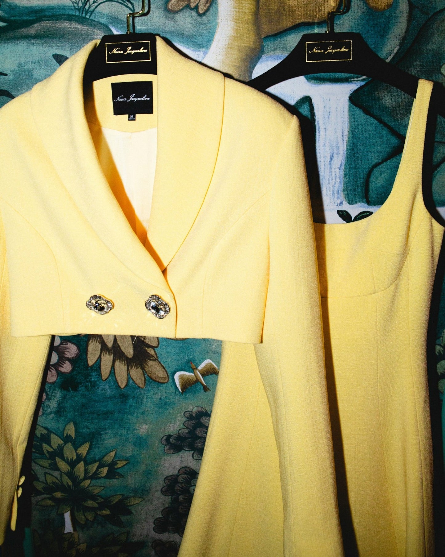 Nana Jacqueline Veronica Crop Blazer: Yellow Blazer for Brunch Yellow