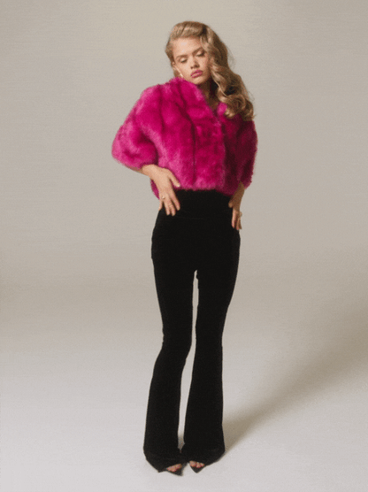 Nana Jacqueline Sophia Fur Coat: Pink Fur Coat for Birthday Celebration Pink