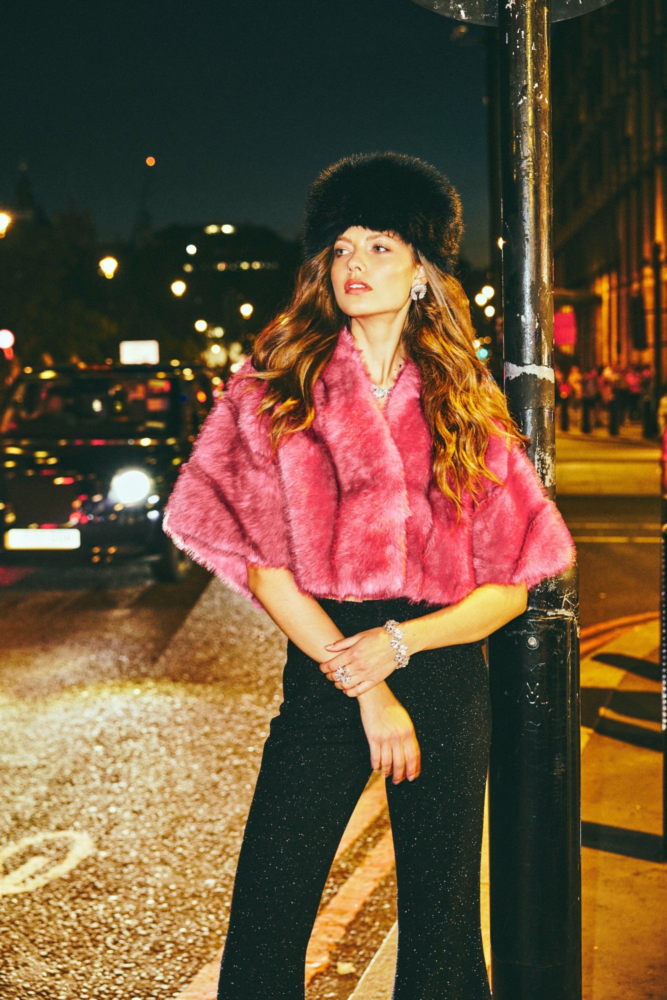 Nana Jacqueline Sophia Fur Coat: Pink Fur Coat for Birthday Celebration Pink