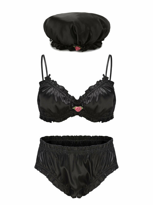Nana Jacqueline Isabella Silk Intimates Set: Black Intimates Set for Honeymoon Black