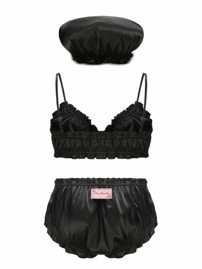 Nana Jacqueline Isabella Silk Intimates Set: Black Intimates Set for Honeymoon Black