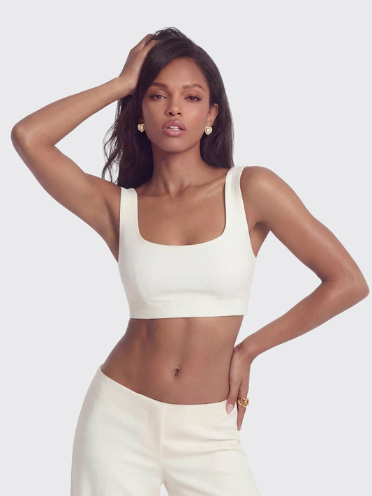 Nana Jacqueline Natalia Tailored Cropped White Top: White Crop Top for Bridal Shower White