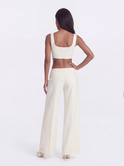 Nana Jacqueline Natalia Tailored Cropped White Top: White Crop Top for Bridal Shower White