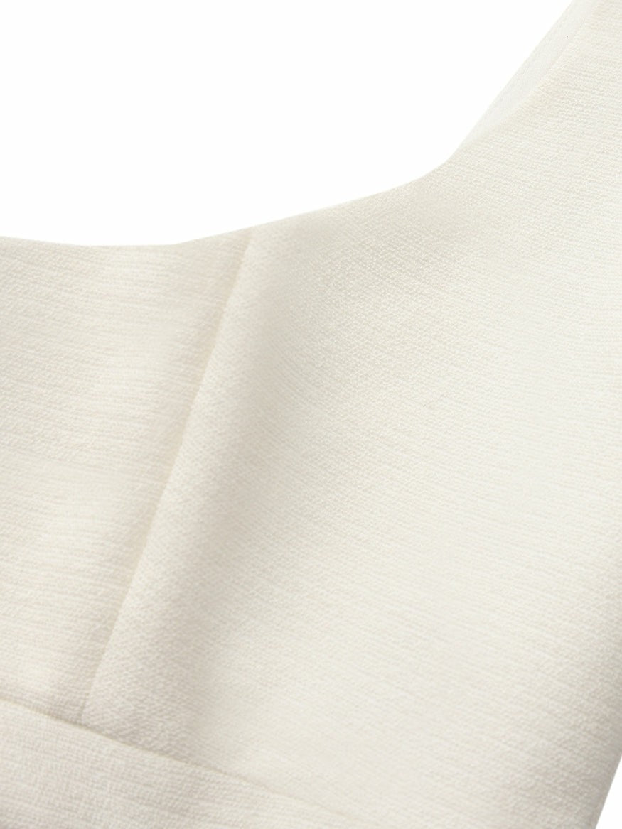 Nana Jacqueline Natalia Tailored Cropped White Top: White Crop Top for Bridal Shower White