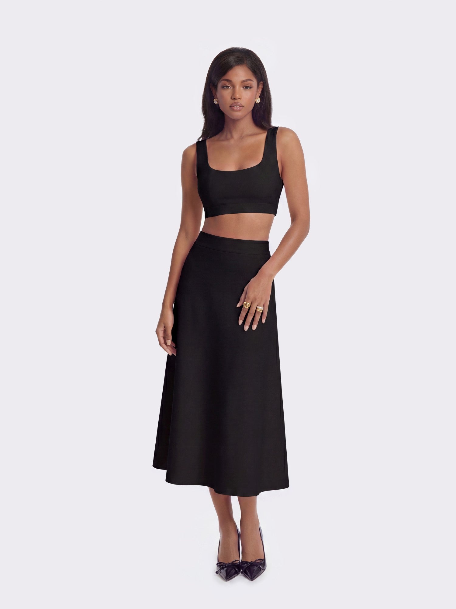 Nana Jacqueline Natalia Tailored Cropped Black Top: Black Top for Cocktail Party Black