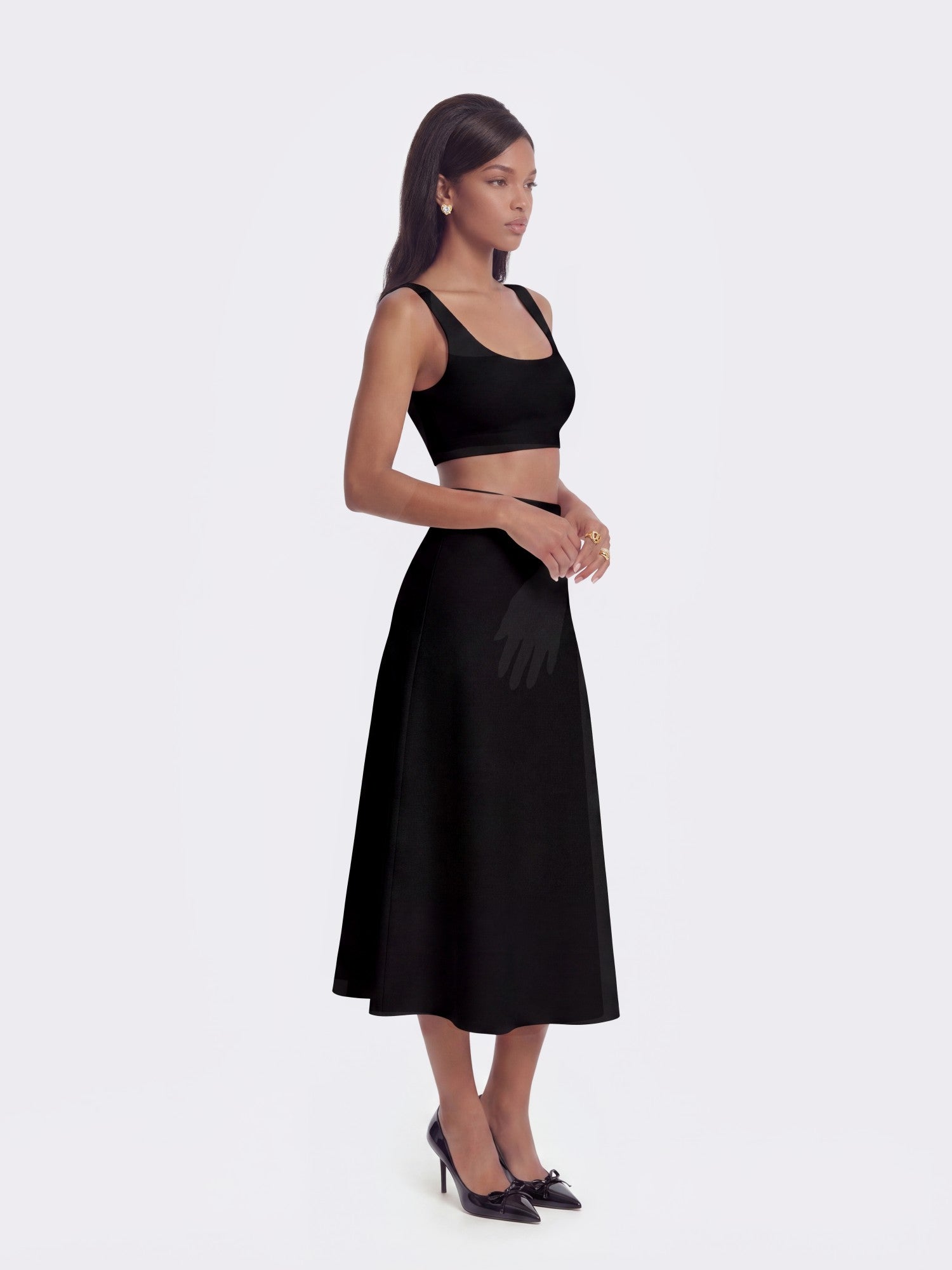 Nana Jacqueline Natalia Tailored Cropped Black Top: Black Top for Cocktail Party Black