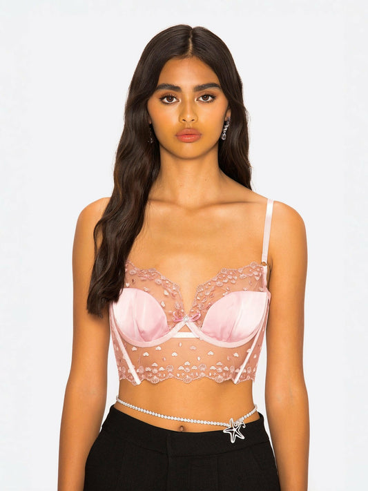 Nana Jacqueline Kira Corset Top: Pink Corset Top for Date Night Pink