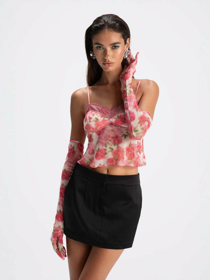 Nana Jacqueline Paulina Floral Top: Pink Top for Date Night Pink
