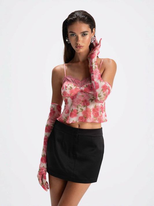 Nana Jacqueline Paulina Floral Top: Pink Top for Date Night Pink