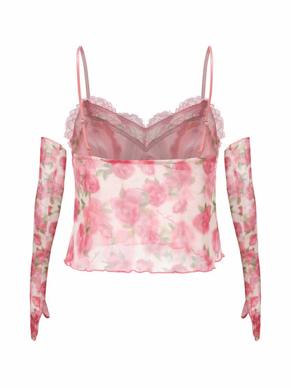 Nana Jacqueline Paulina Floral Top: Pink Top for Date Night Pink