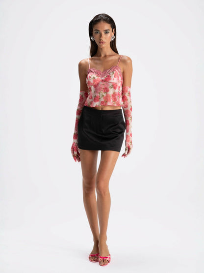 Nana Jacqueline Paulina Floral Top: Pink Top for Date Night Pink