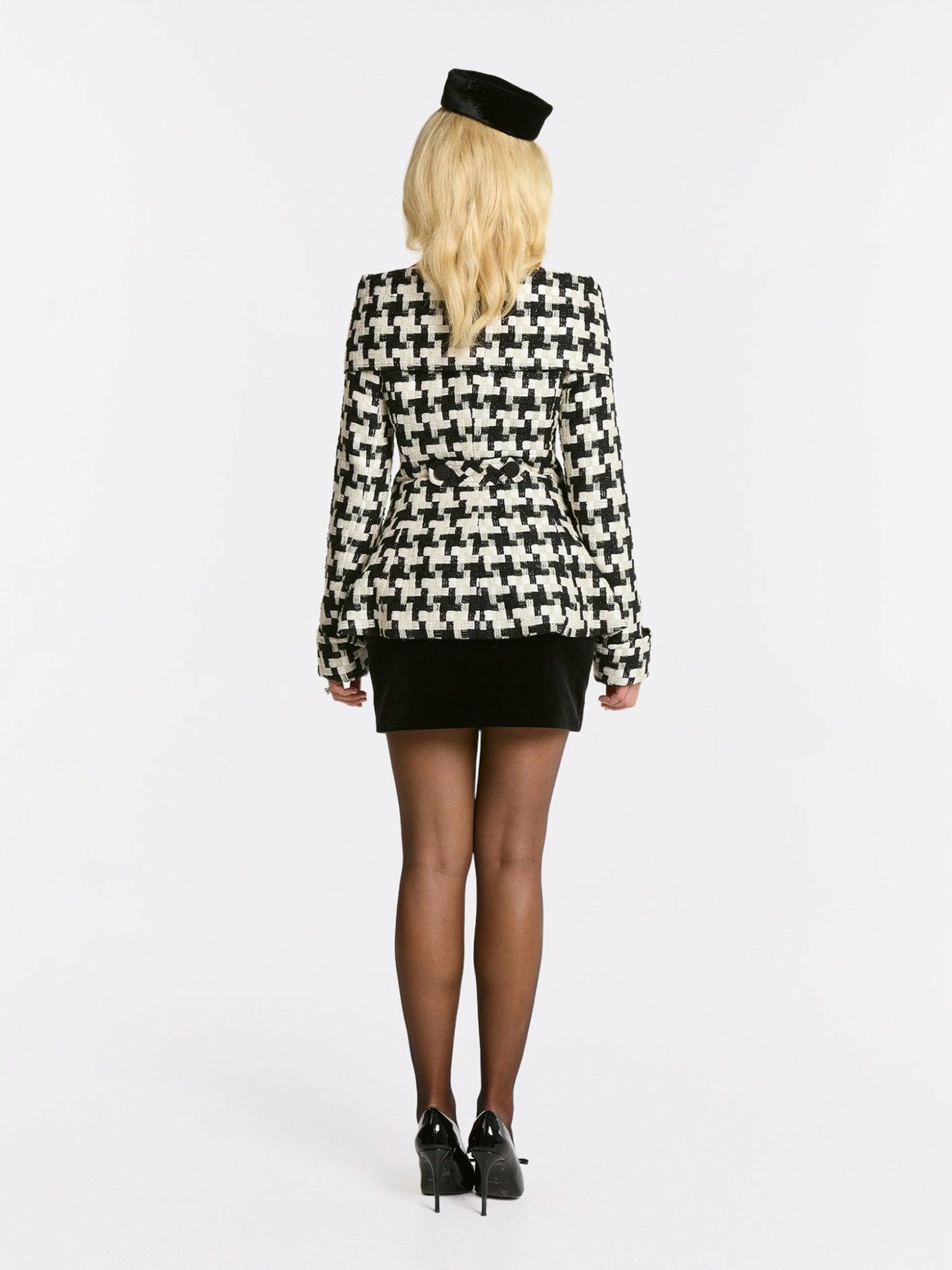 Nana Jacqueline Marlee Plaid Top: Black White Top for Date Night Black/White