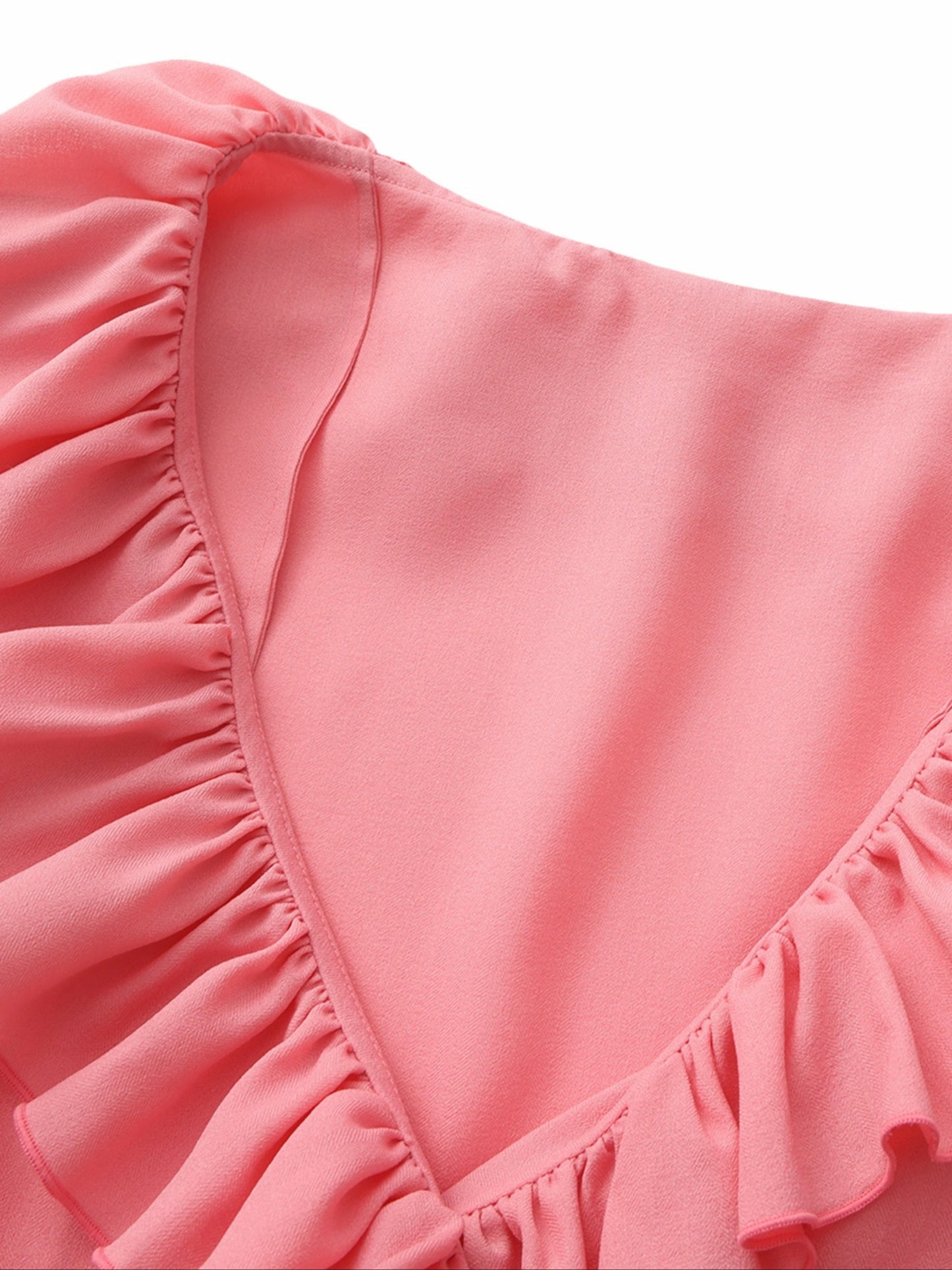 Nana Jacqueline Charlotte V-Neck Ruffle Pink Wrap Top Pink