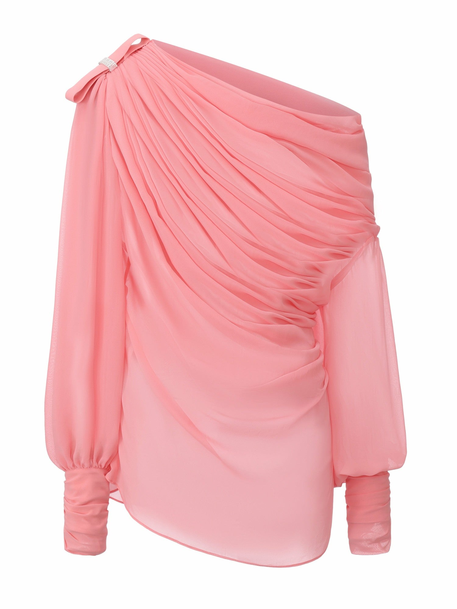 Nana Jacqueline Sia One-Shoulder Ruched Pink Top Pink