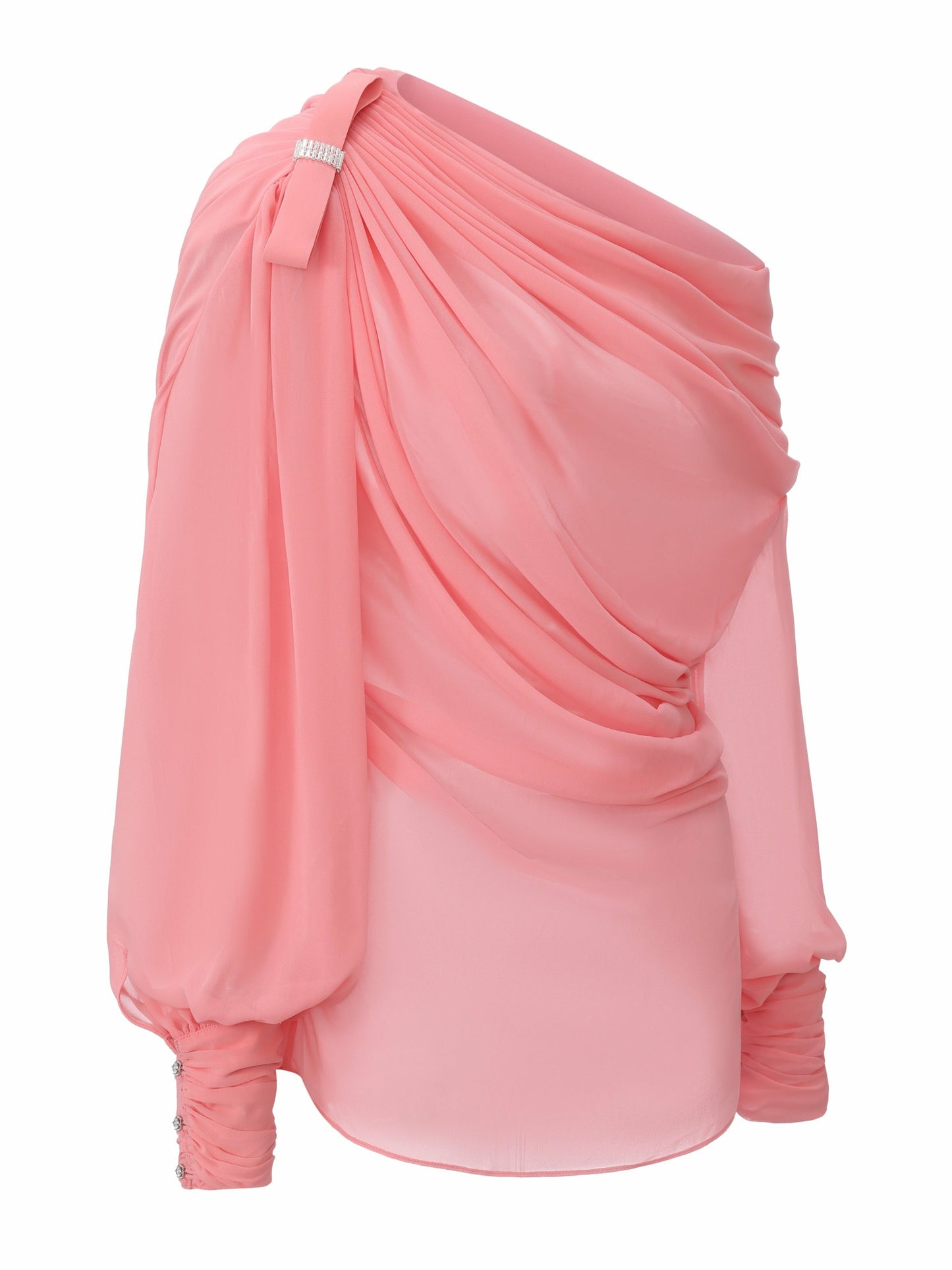 Nana Jacqueline Sia One-Shoulder Ruched Pink Top Pink