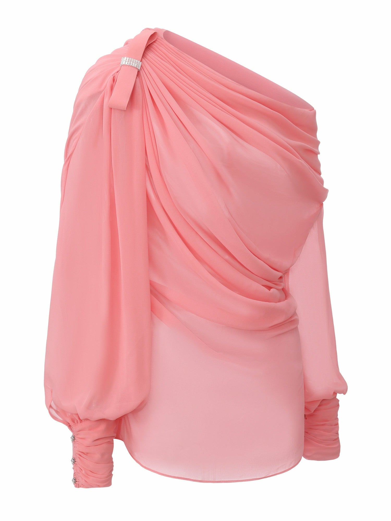 Nana Jacqueline Sia One-Shoulder Ruched Pink Top Pink