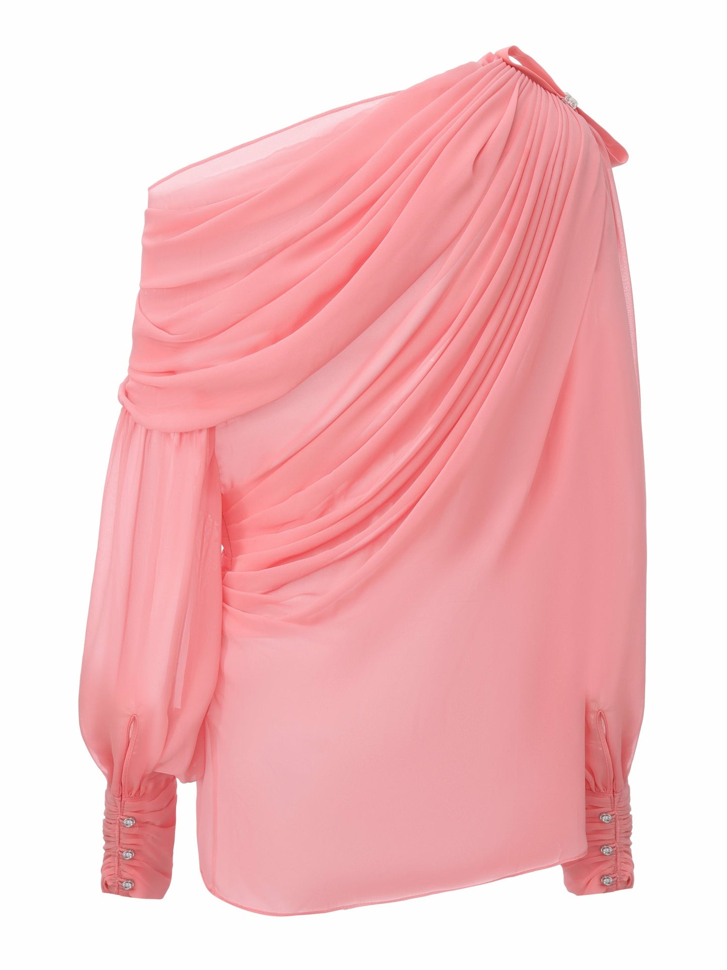 Nana Jacqueline Sia One-Shoulder Ruched Pink Top Pink