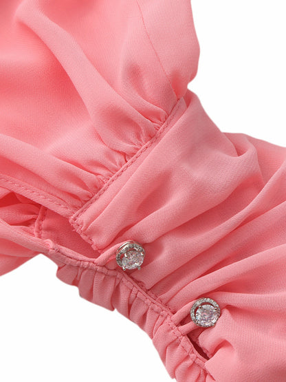 Nana Jacqueline Sia One-Shoulder Ruched Pink Top Pink