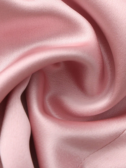 Nana Jacqueline Pink Satin Asymmetrical Top with Crystal Bow Pink