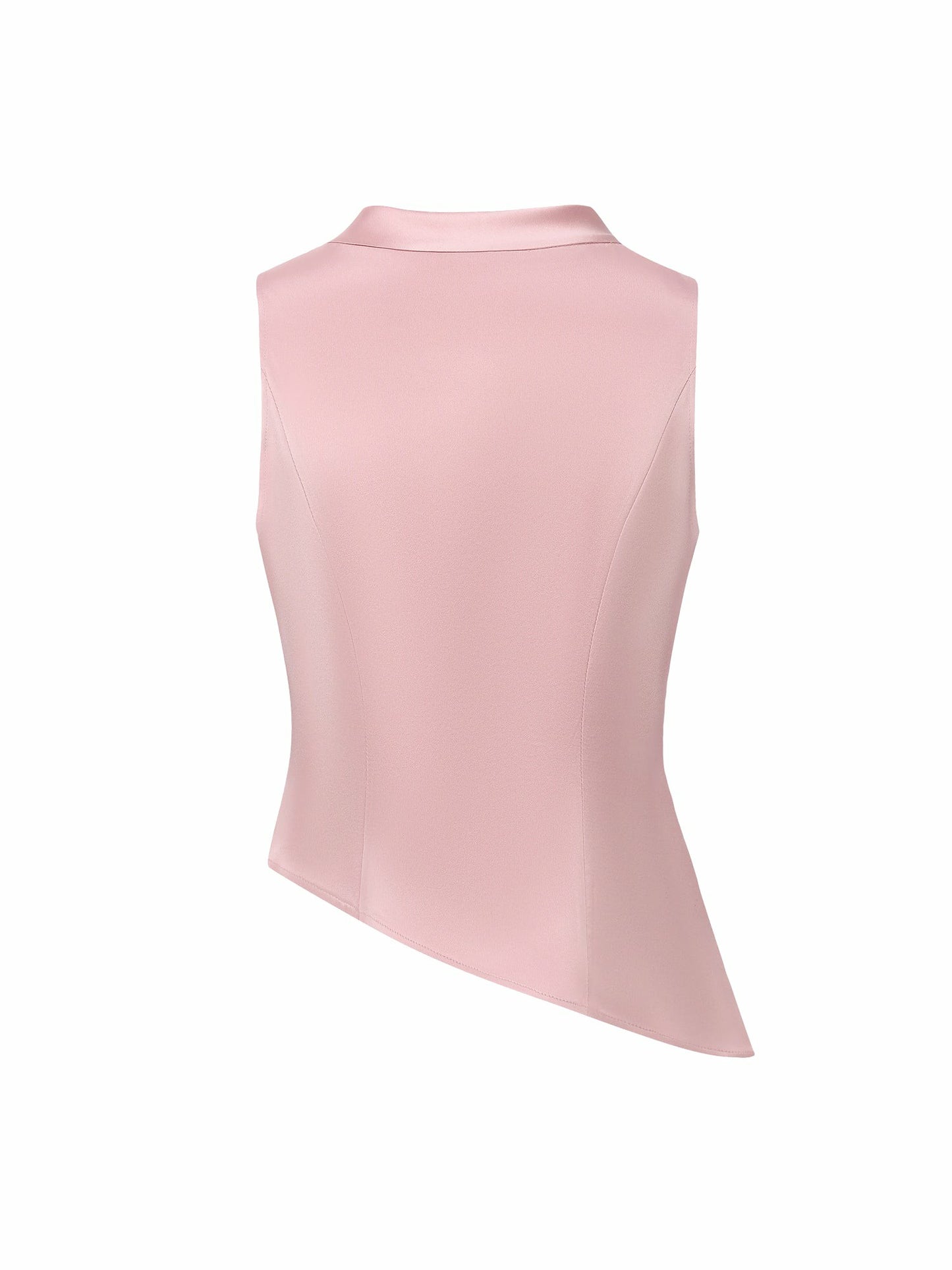 Nana Jacqueline Pink Satin Asymmetrical Top with Crystal Bow Pink