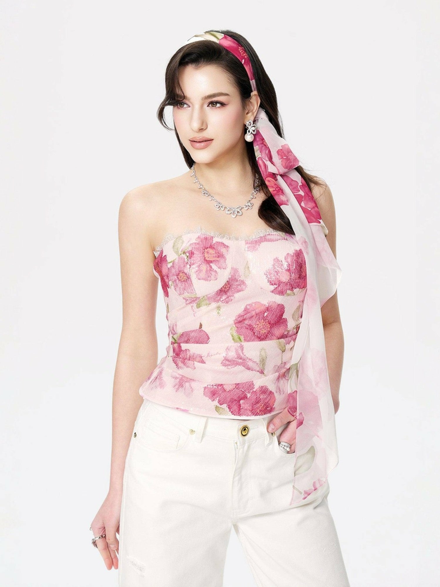 Nana Jacqueline Lilly Top: Pink Bandeau Top for Date Night Pink