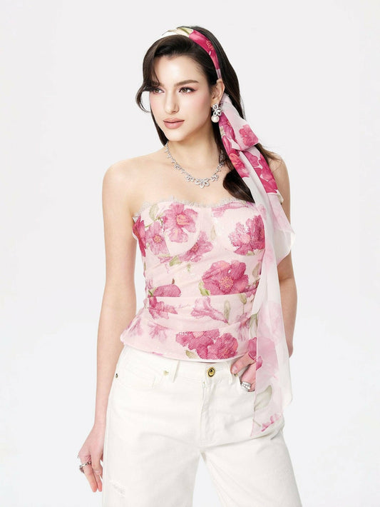 Nana Jacqueline Lilly Top: Pink Bandeau Top for Date Night Pink