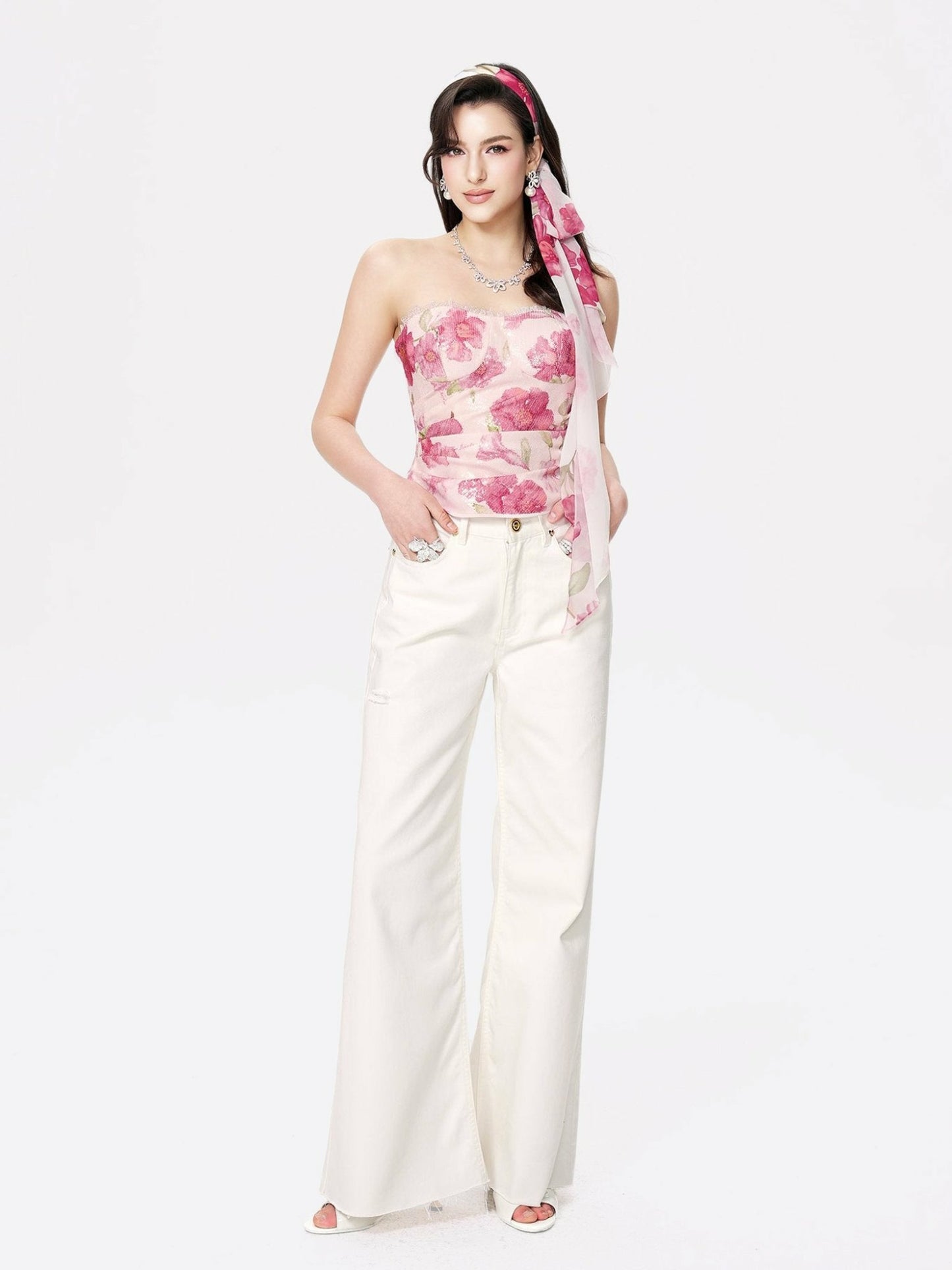 Nana Jacqueline Lilly Top: Pink Bandeau Top for Date Night Pink