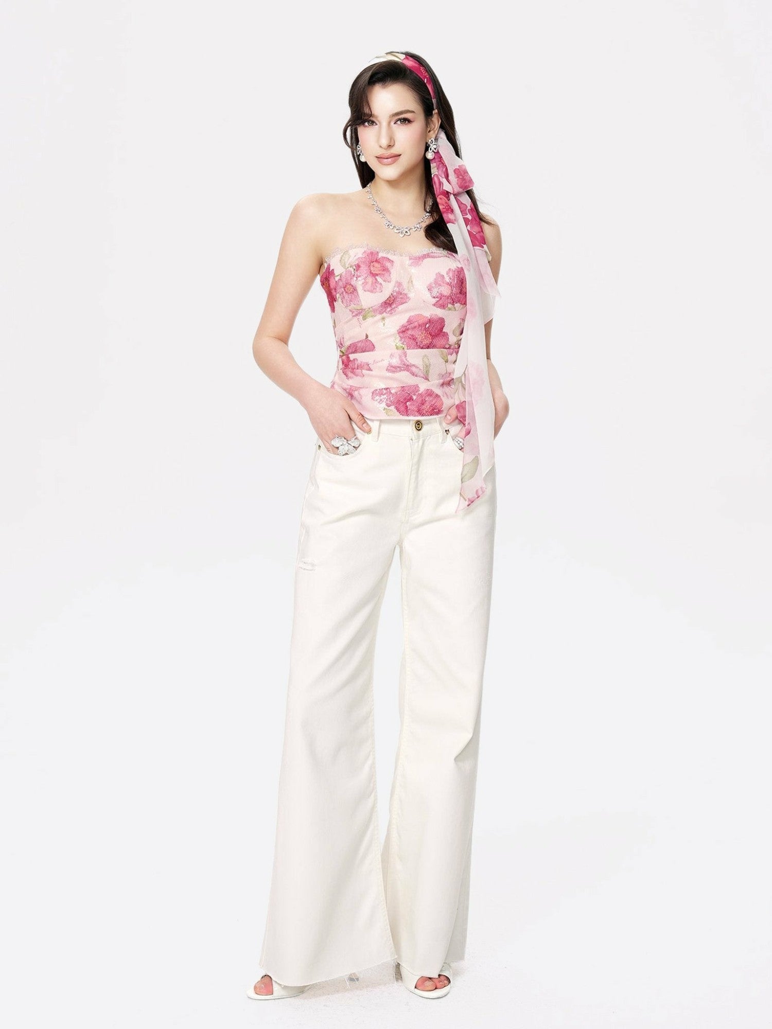 Nana Jacqueline Lilly Top: Pink Bandeau Top for Date Night Pink
