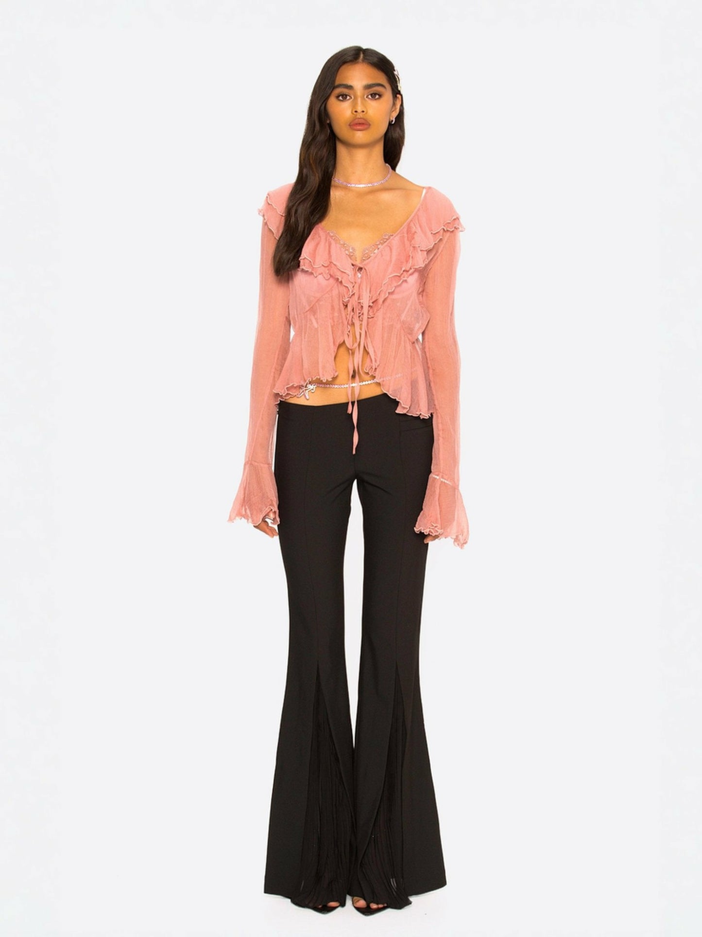 Nana Jacqueline Gabriella Cardigan Top: Pink Cardigan Top for Date Night Pink