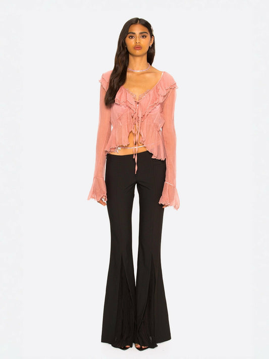 Nana Jacqueline Gabriella Cardigan Top: Pink Cardigan Top for Date Night Pink
