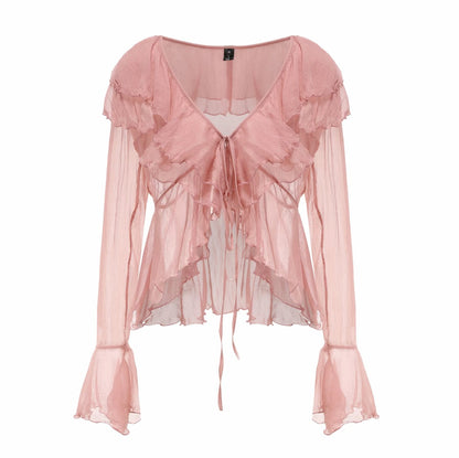 Nana Jacqueline Gabriella Cardigan Top: Pink Cardigan Top for Date Night Pink