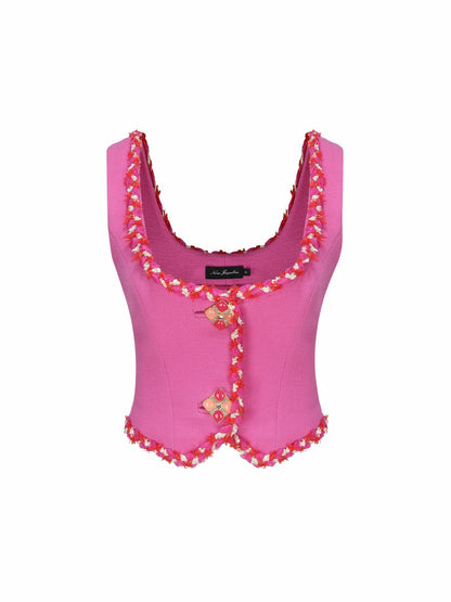 Nana Jacqueline Lisette Vest Top: Pink Vest Top for Tea Party Pink