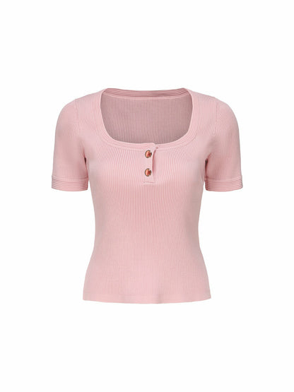 Nana Jacqueline Gemma Top: Pink Knit Top for Brunch Pink